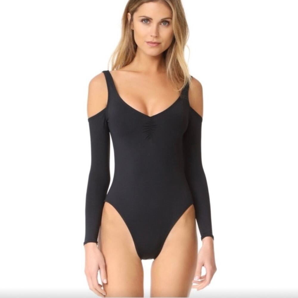 L*Space L Space Size 6 Wild Heart Bodysuit Black Strappy Long Sleeves FLAW - Picture 2 of 7